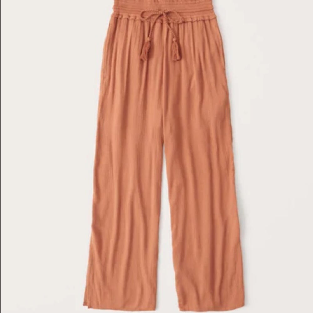 Pull-on cropped wide leg pant